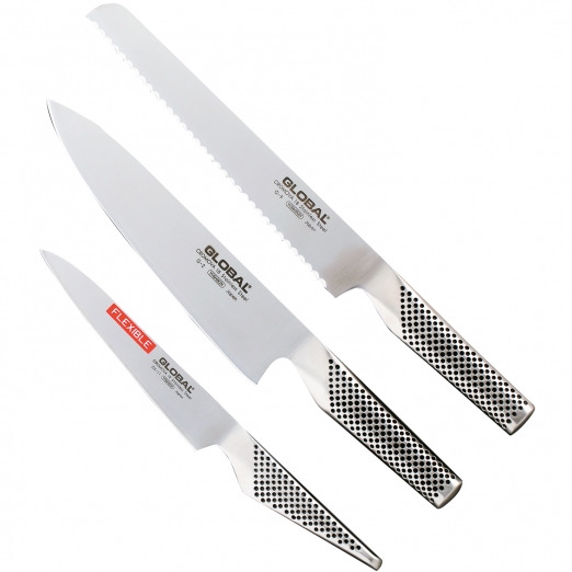 Global G-9211 Messerset 3-teilig - Kochmesser G-2, Brotmesser G-9 und  Filetiermesser GS-11 | EXQUISIT24